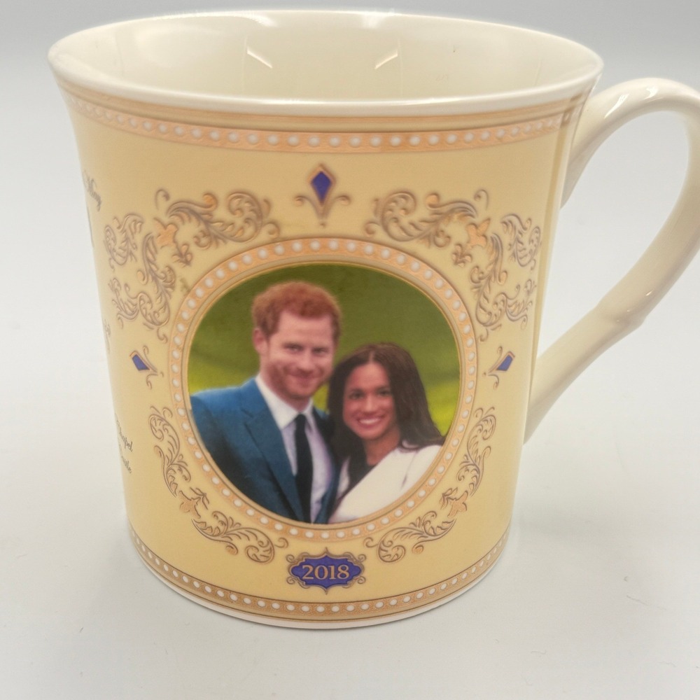 Elgate Fine Bone China Royal Wedding Mug Prince Harry Meghan Markle 2018 Gold